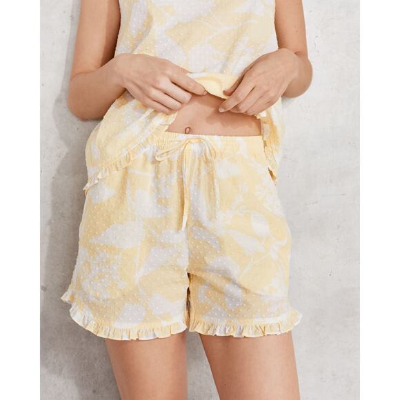 Haven Well Within True Cotton Floral Embroidered Dot Shorts Yellow XXL - Picture 2 of 10